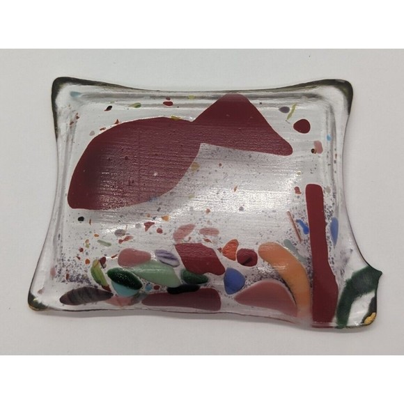 Hand made Fused Art Glass Soap Fish Dish / Sea Water Nautical Motif - Picture 6 of 7